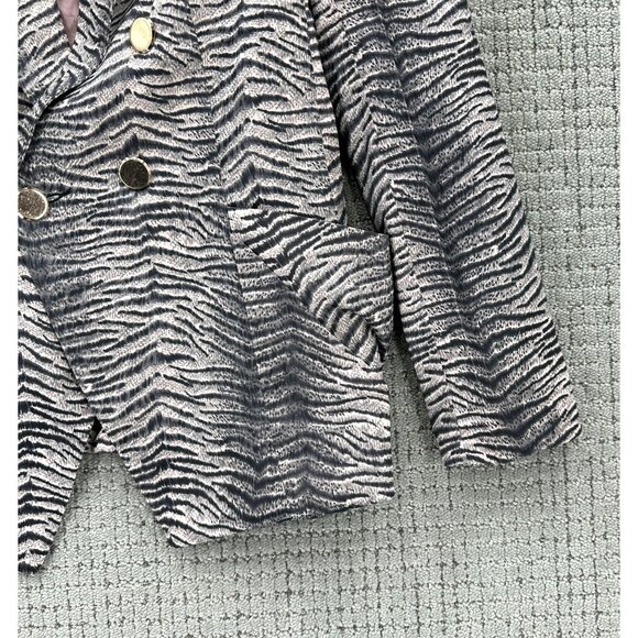 TOV Holy G Blazer Womens Size 38 US 2-4 Black Pink Satin Animal Print Pockets - Picture 4 of 11